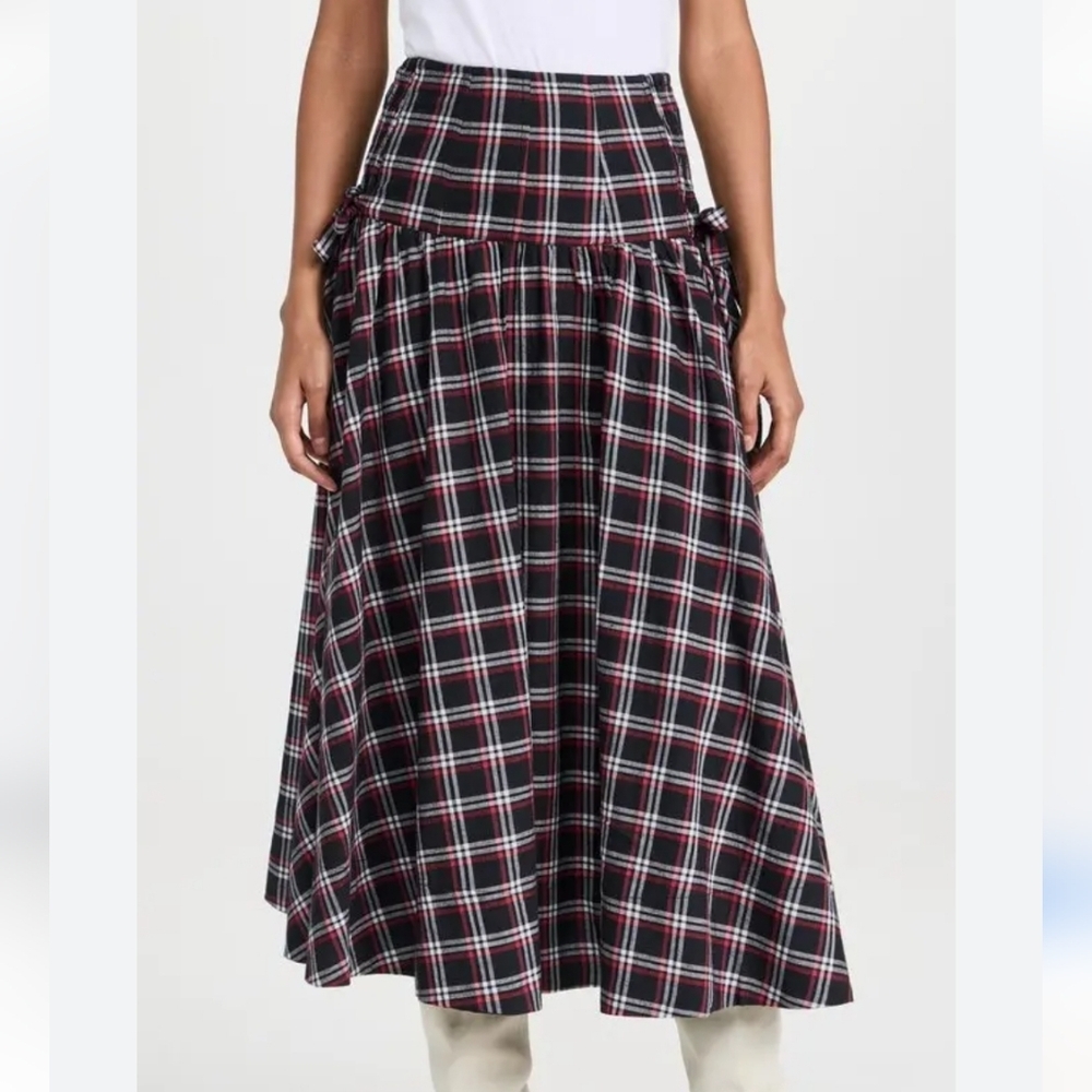 Banjanan Edna Plaid Cotton Midi Skirt Size XS Pockets Punk Lightweight